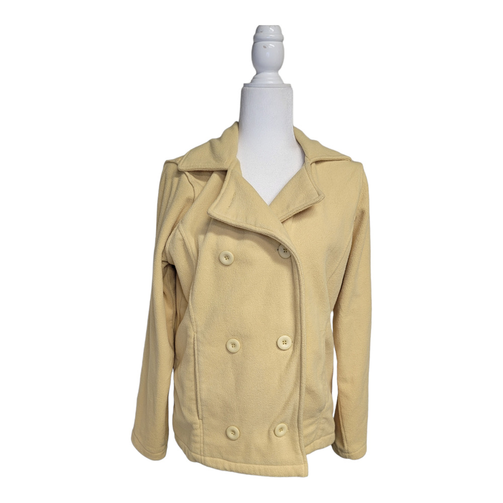 Cabela's Women's Fleece Outerwear Peacoat Jacket Long Sleeves Yellow Size S